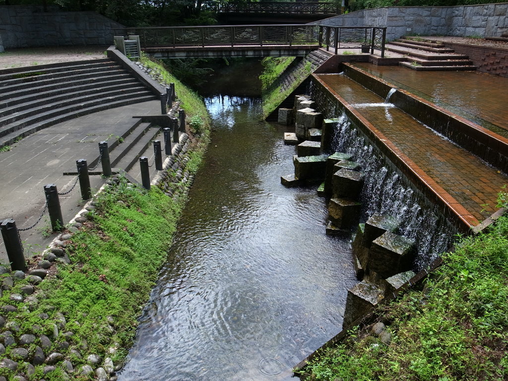 川と流れ落ちる水