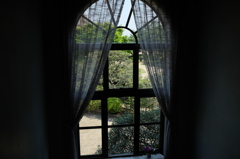 窓から見える庭園