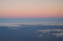 世界の機窓から　五大湖の夕焼け