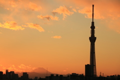 富士山とスカイツリー（夕方）