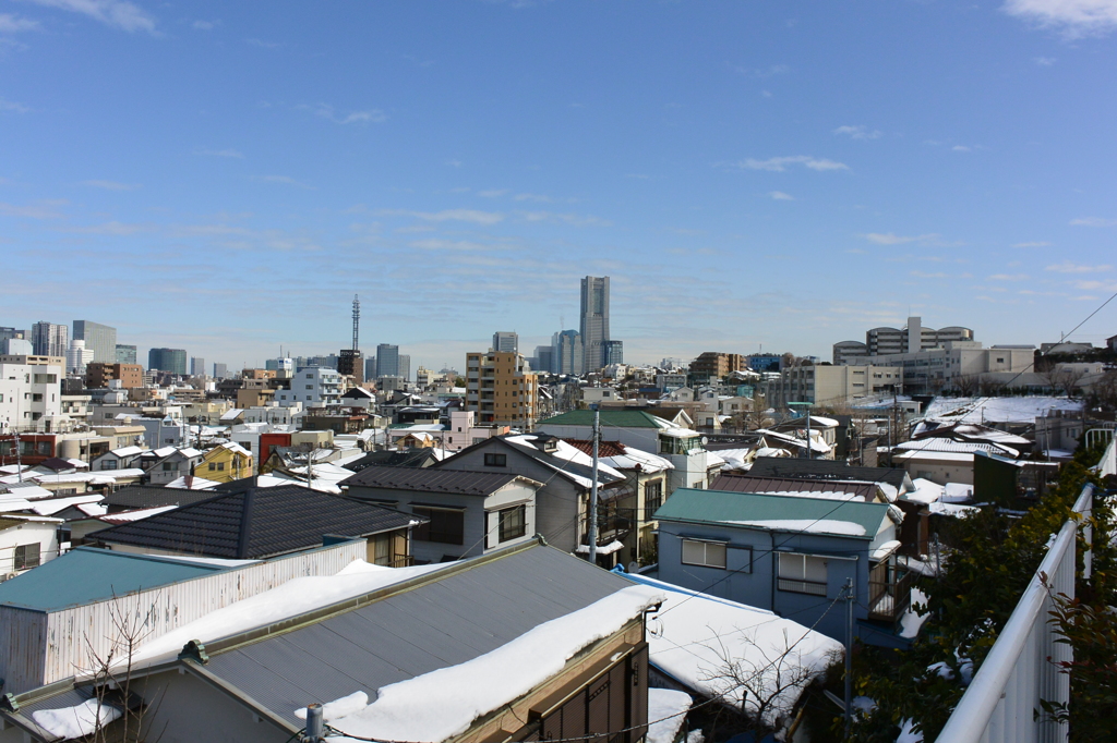雪化粧の横浜。