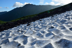 雪渓と水晶岳