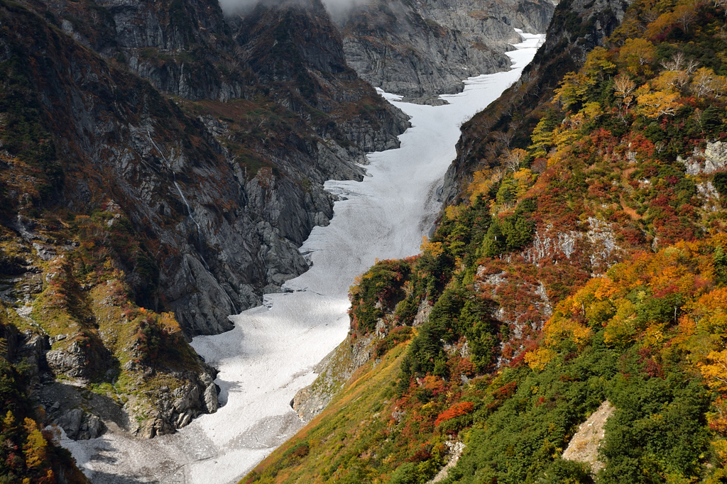 三の窓雪渓と紅葉 by うえっち569 （ID：3835564） 写真共有サイトPHOTOHITO