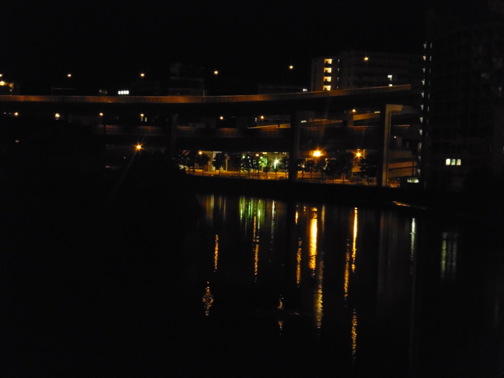 夜の都市高と明かり