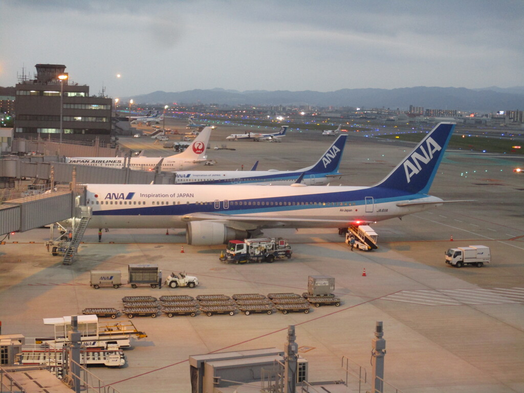 夕暮れの福岡空港　①