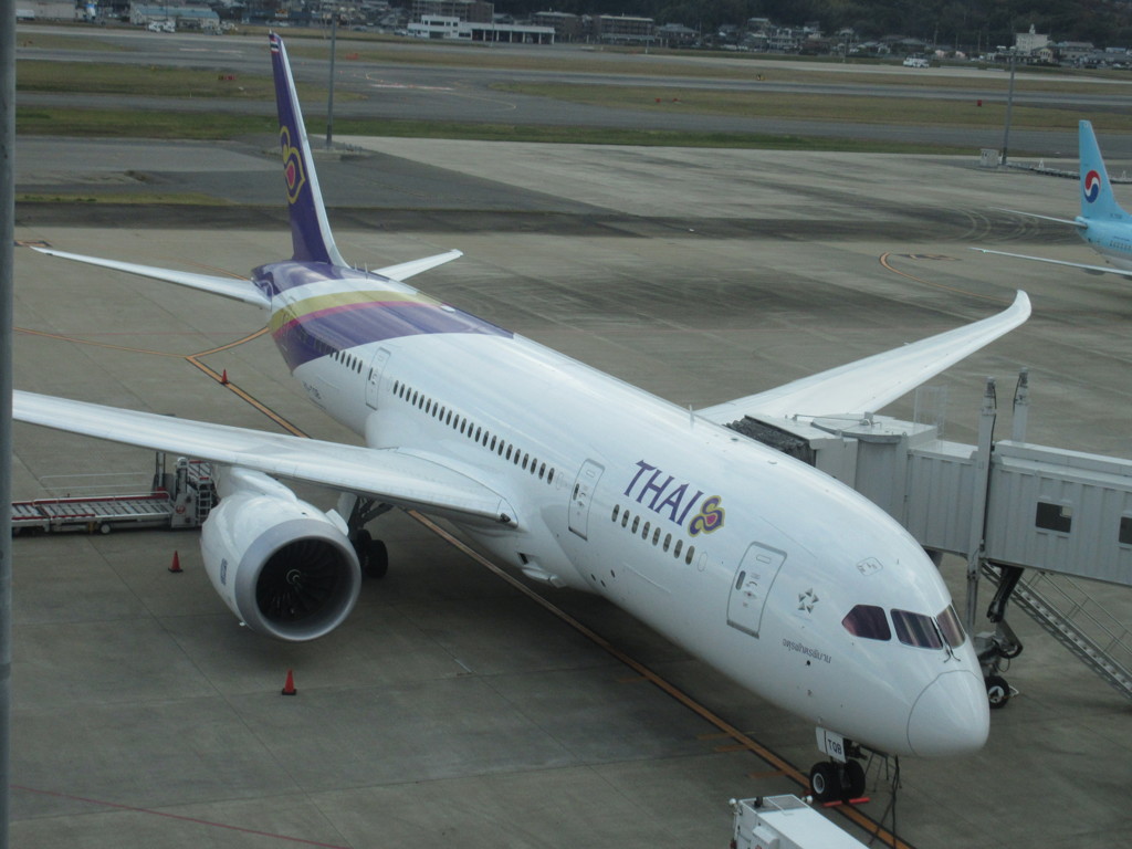 目の前からタイ国際B787