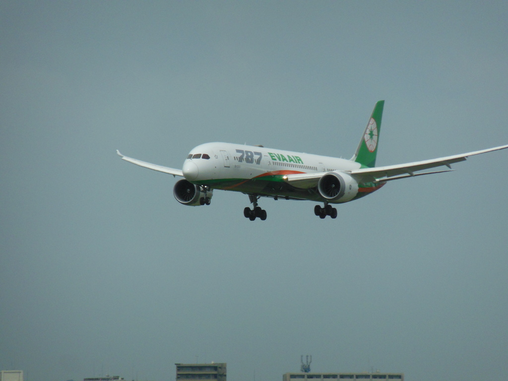 EVA AIR B787-9  福岡空港へランディング　①