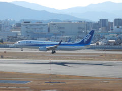 ANA B737-800の着陸　福岡空港にて　②