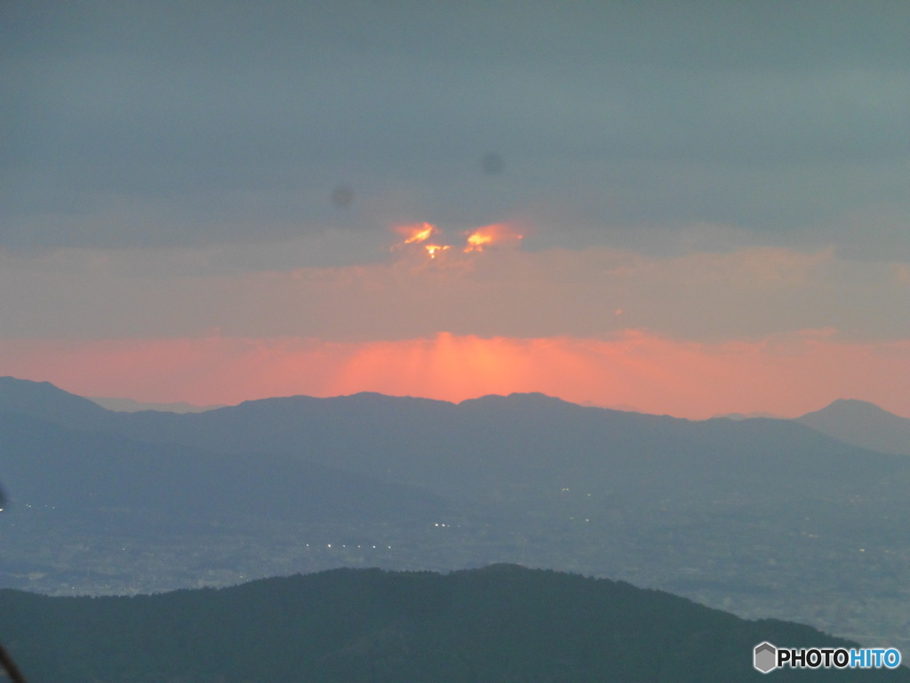 山頂からの夕日