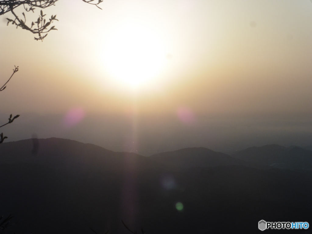 山頂から見た夕日