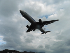 頭上を通過するB767-300