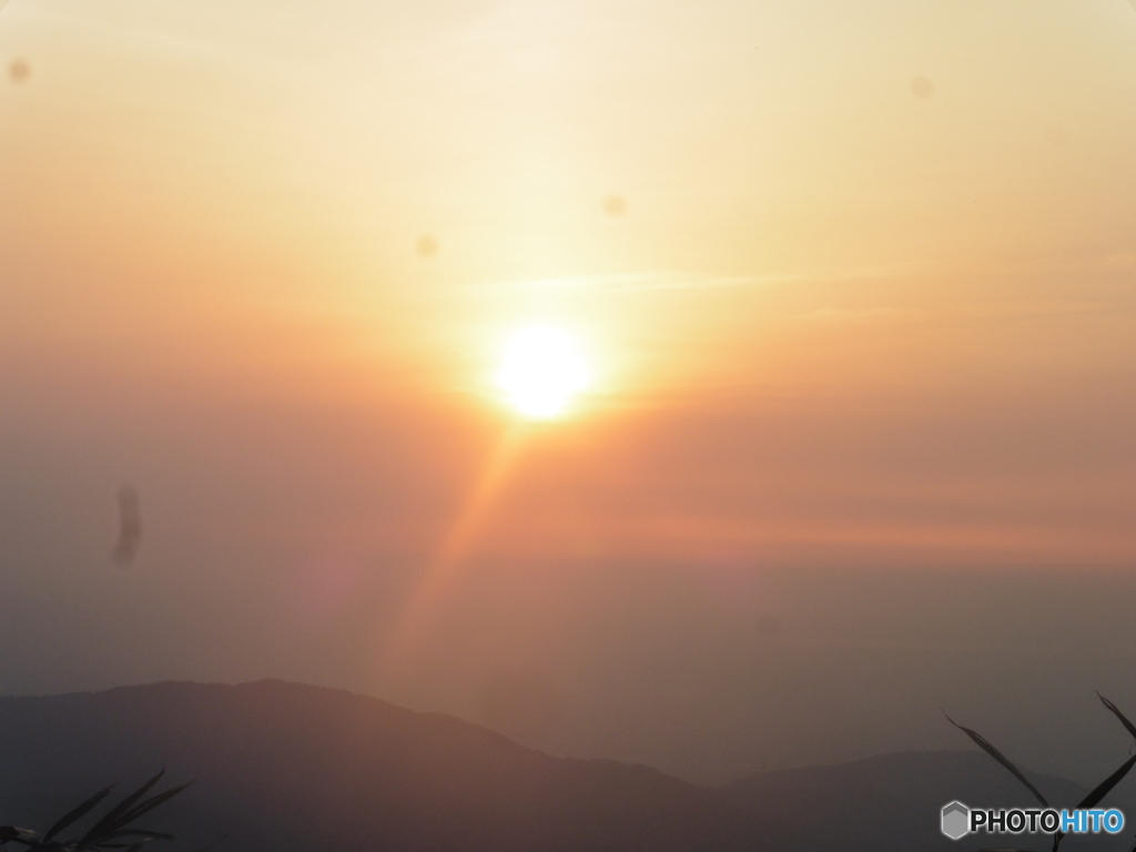 山頂から見えた夕日