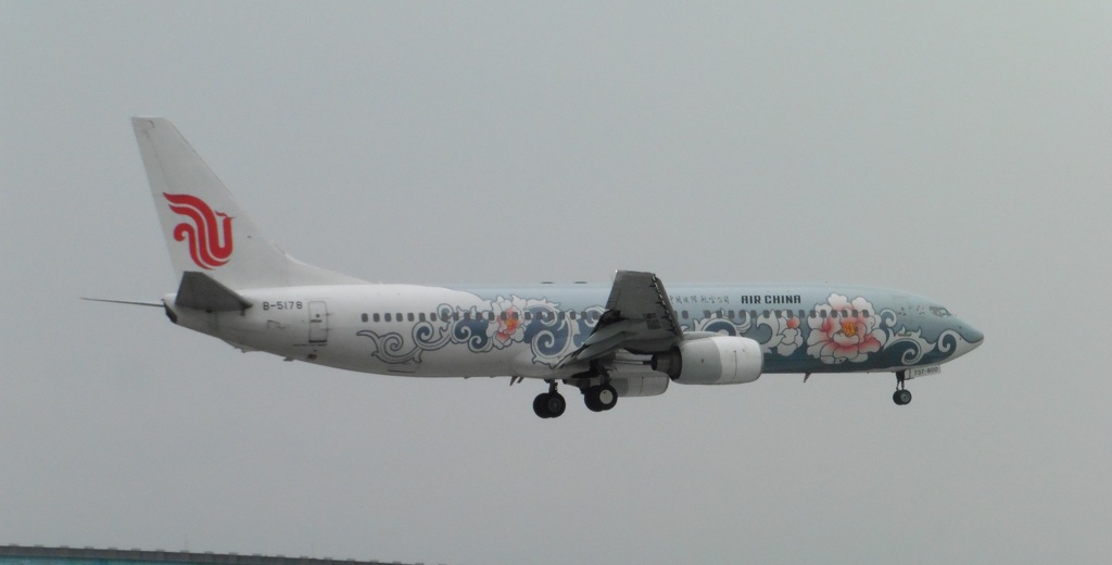 AIR CHINA B737　銀牡丹着陸