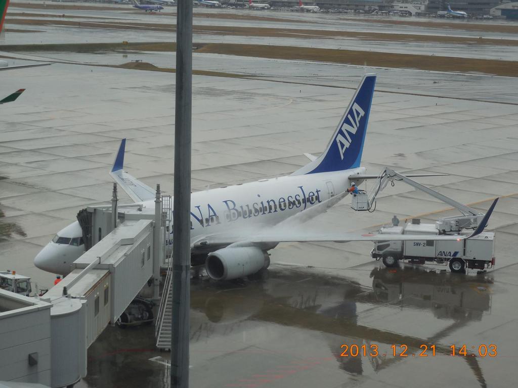 雪のため除雪する旅客機②