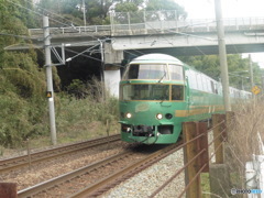 目の前からゆふいんの森号の通過