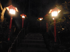 夜の寺院の灯り①