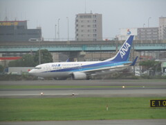 台風の影響で福岡空港で待機する機体　⑧