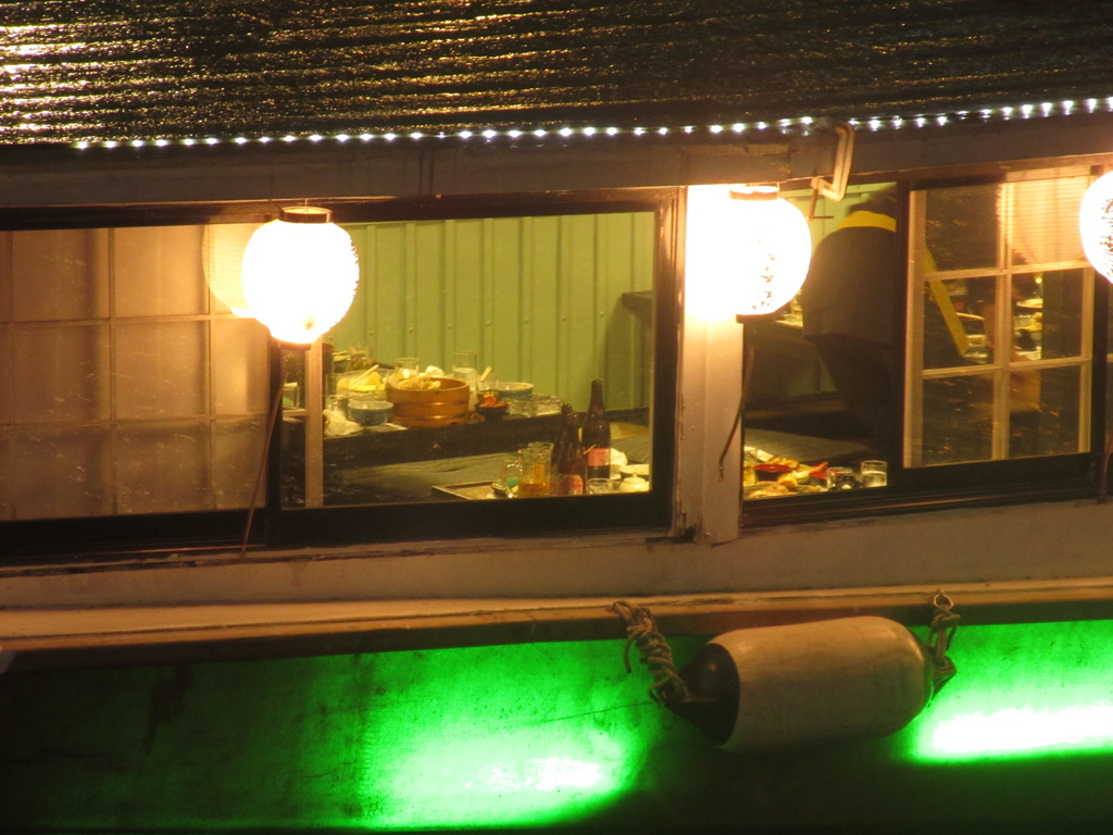 夜の中洲の屋形船やネオン街④