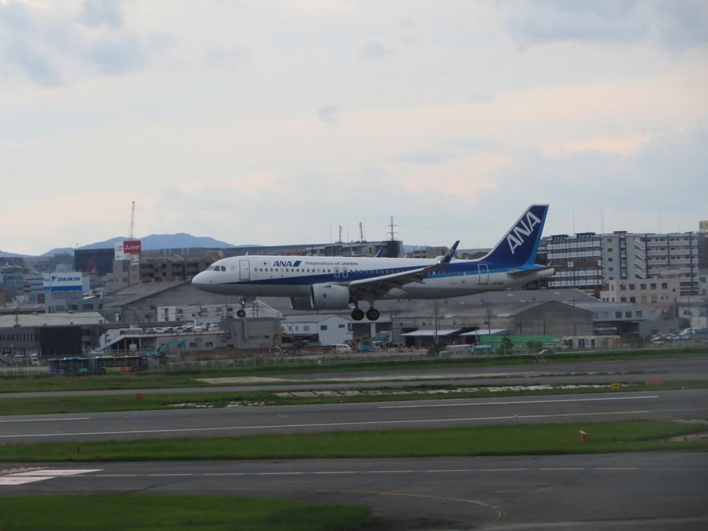 ANA  A320neo  福岡空港ランディング　①