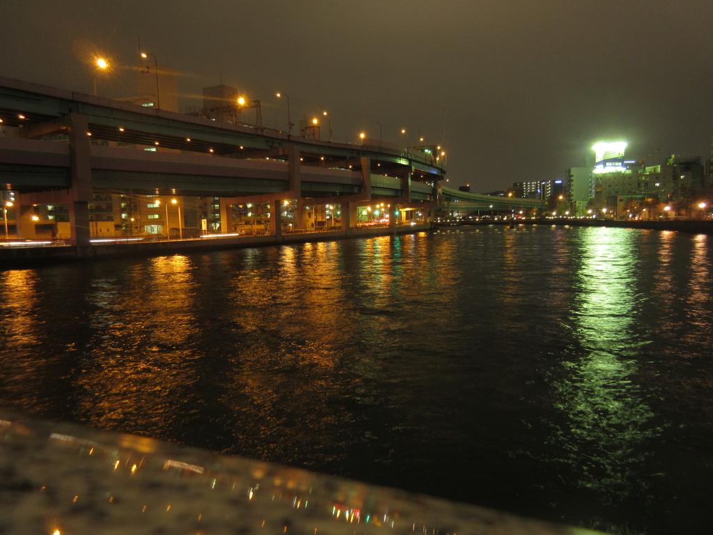 夜の福岡都市高速の光景
