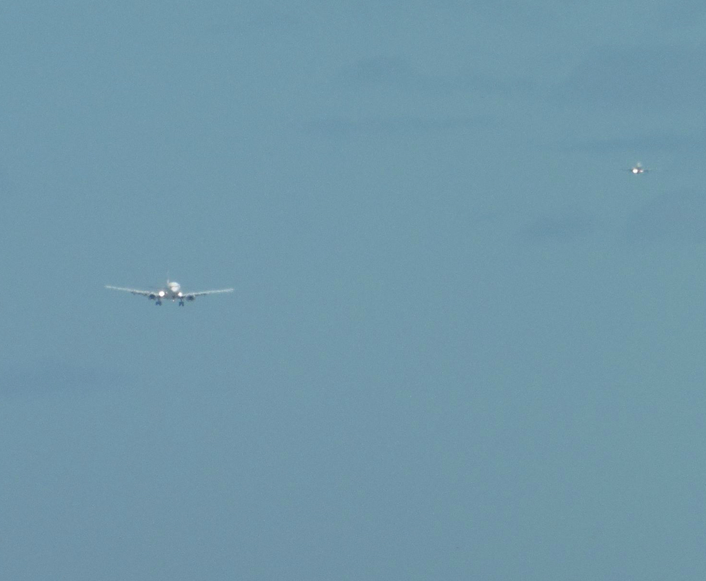 ２機並んで見えた着陸機