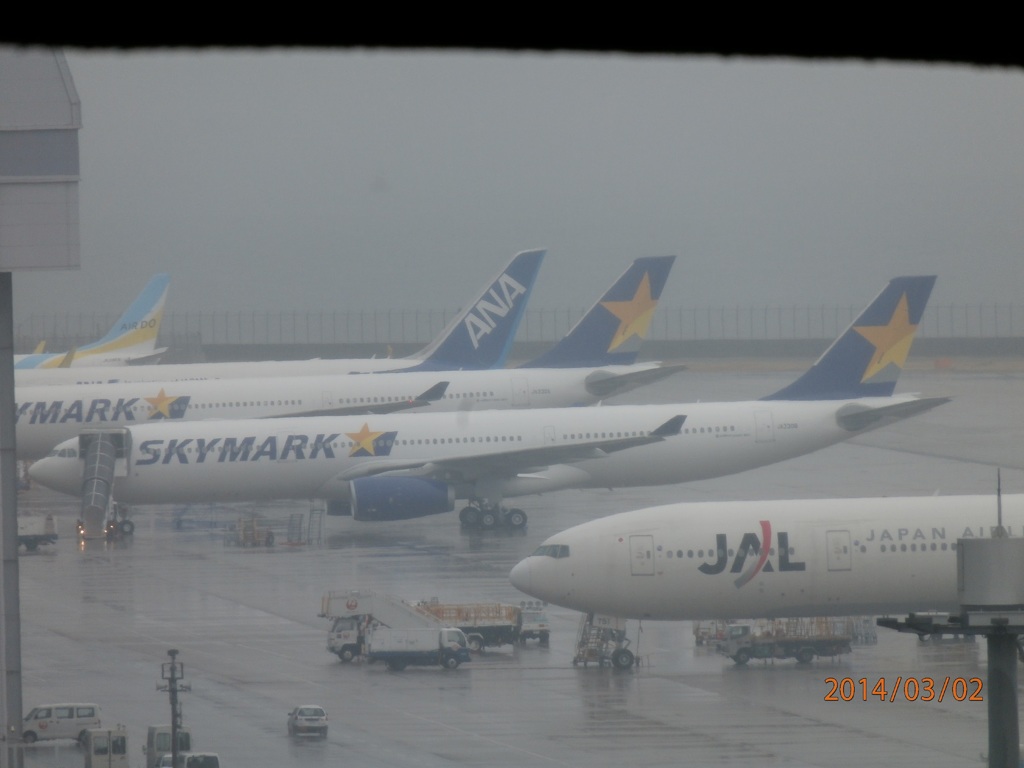 羽田空港に待機中のスカイマークA３３０