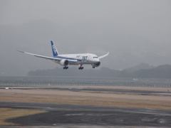 長崎空港に着陸するANA　B787①