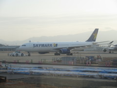 柵越しにSKYMARK　A330