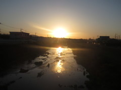 御笠川と夕日