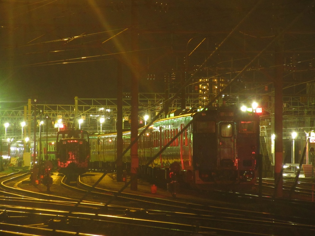 夜の車両基地にて