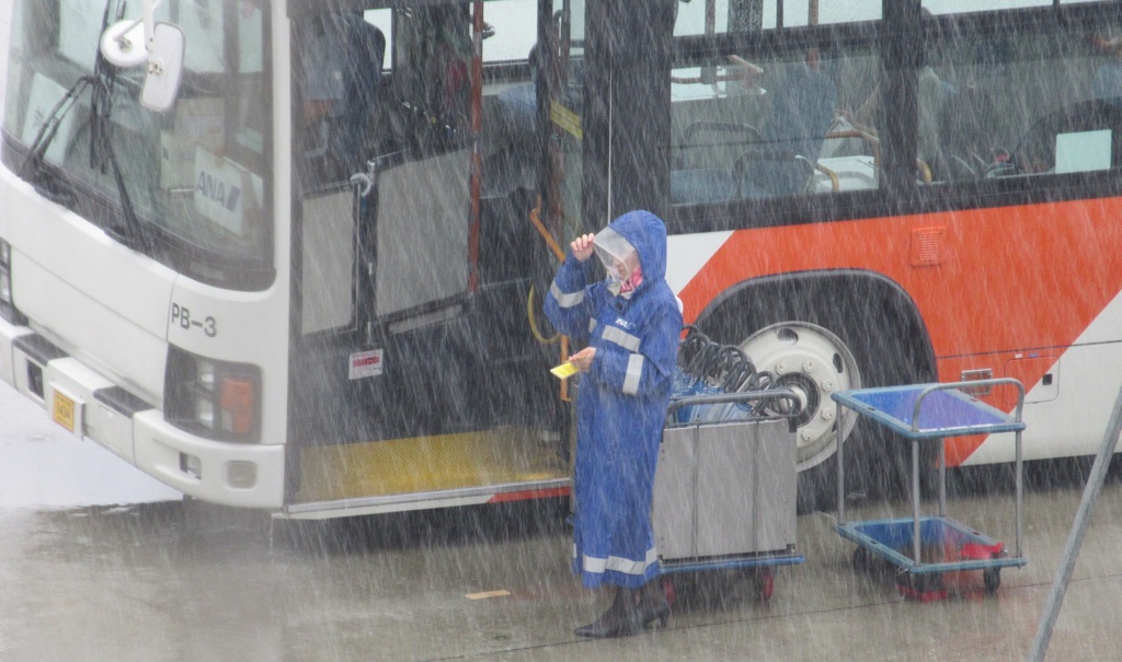雨の中大変です①