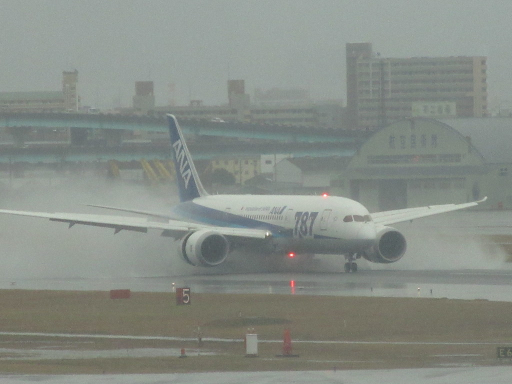 雨の中の着陸②
