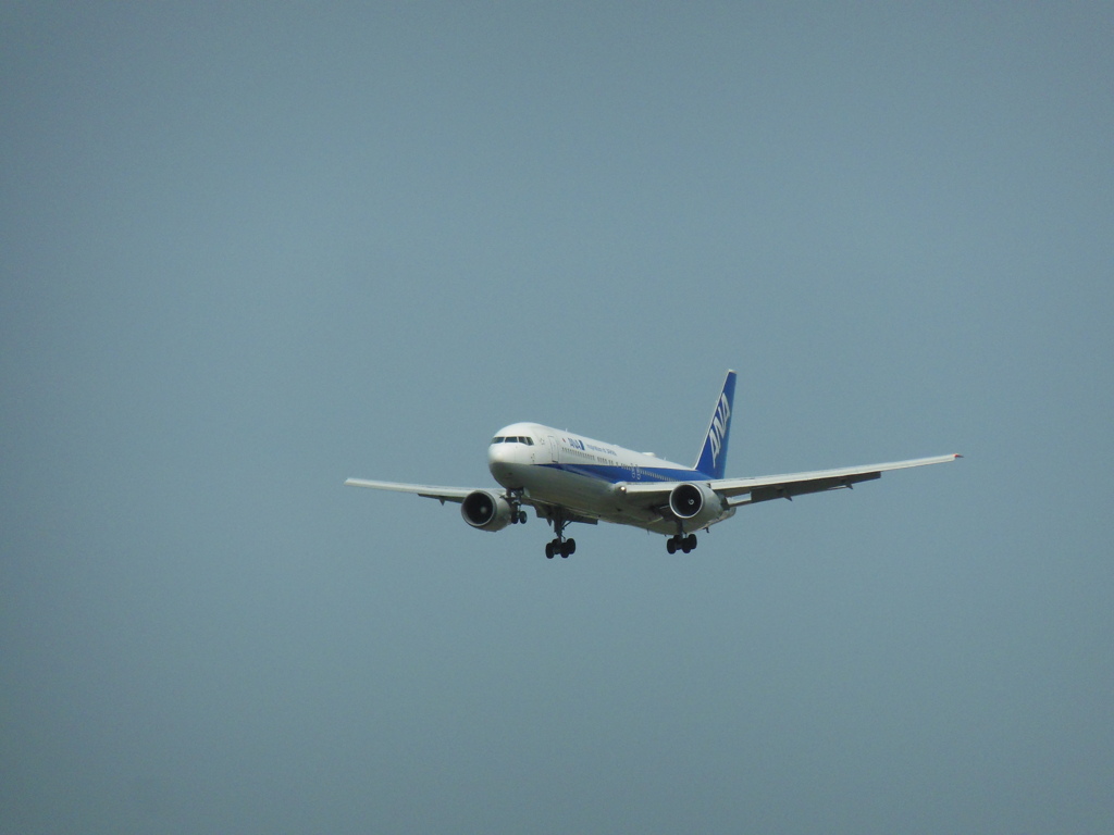 ANA  B767-300ER 福岡空港へランディング　①