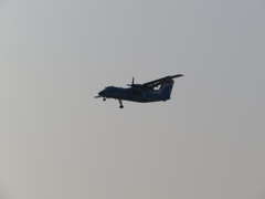 夕暮れ時に着陸する天草エアラインズ