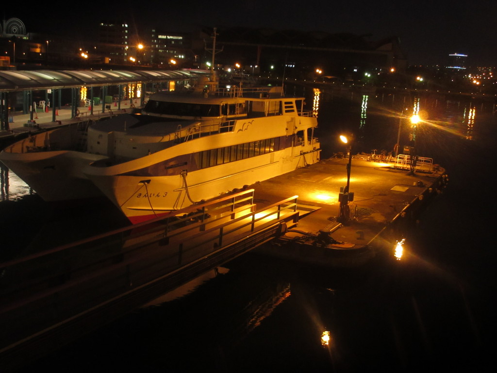 夜の博多港にて①
