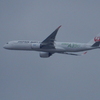 JAL  A350  JA03XJのランディング　博多シティ屋上より