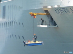 大型客船の救難訓練らしき光景①