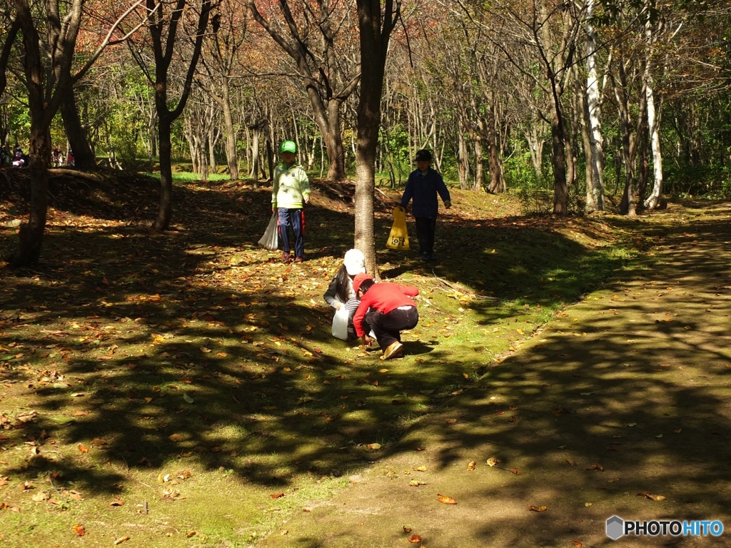 秋晴れの自然公園で。