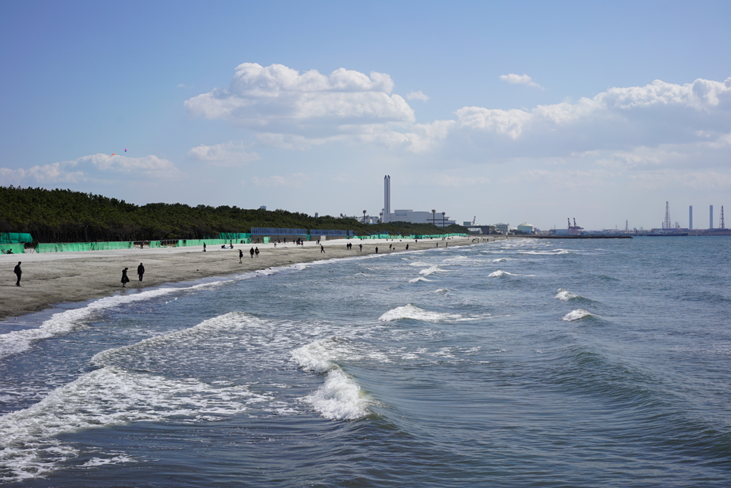 春の海岸