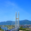 長野新幹線とハープ橋