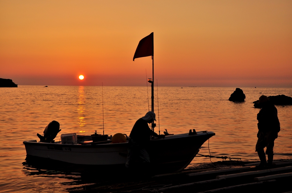 　夏夕景日本海Ⅲ～漁を終えて～