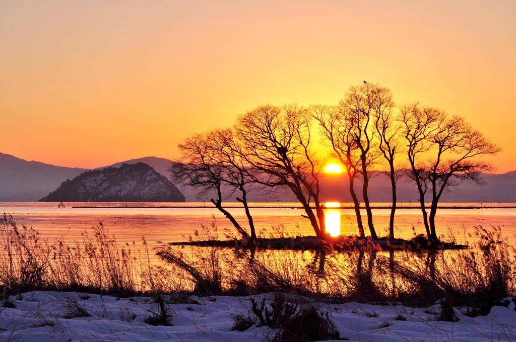 長閑な湖北の夕暮れ