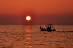 夏夕景日本海Ⅱ～漁に向かう夕べ～