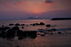 糸島の紅い夕日1