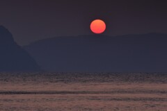 糸島の紅い夕日2