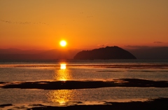 茜の夕　湖北
