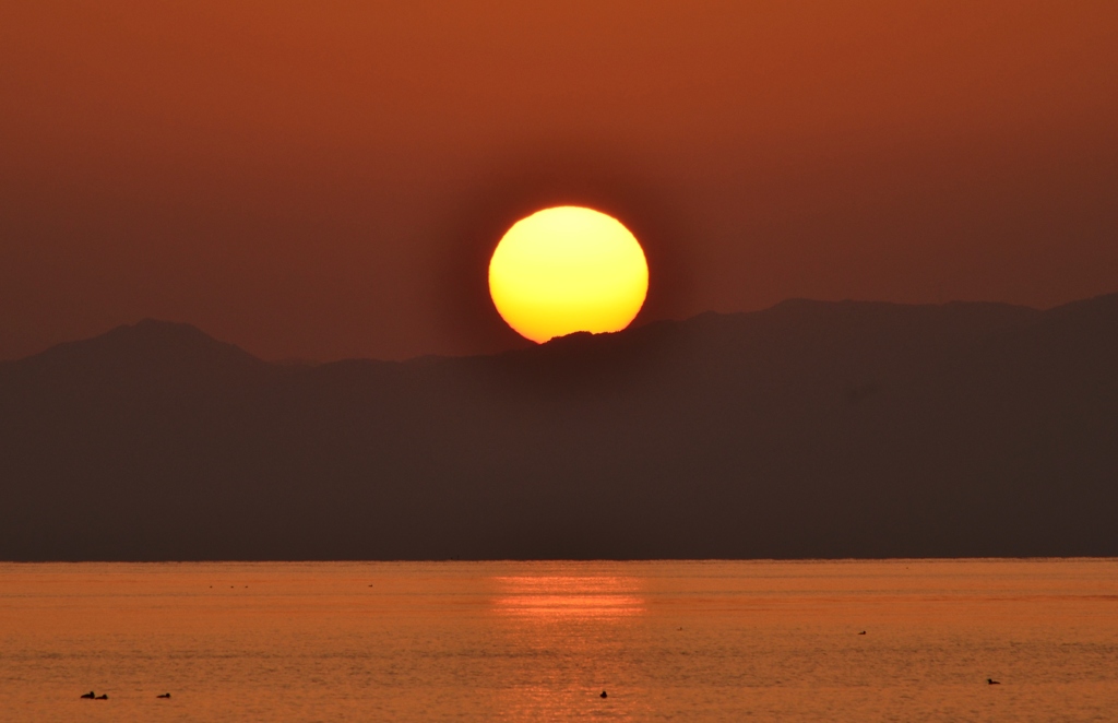 琵琶湖秋の日の夕日　Ⅱ