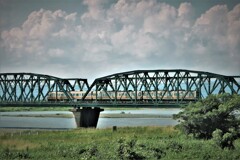 夏空の下のJR東海道線  天竜川橋・・・・