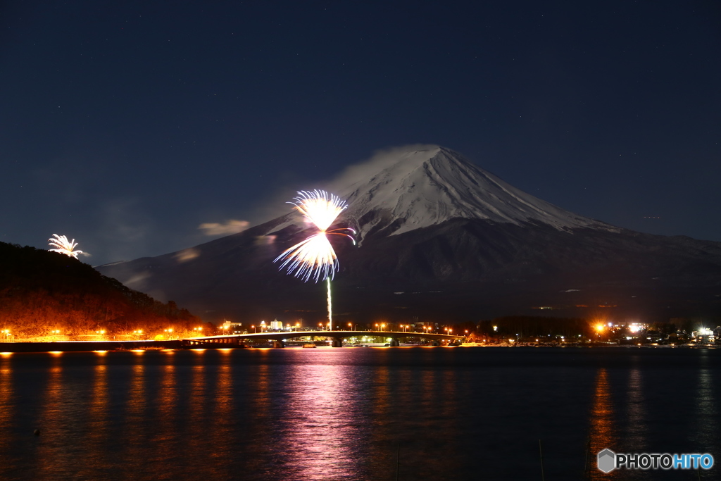 河口湖冬花火２