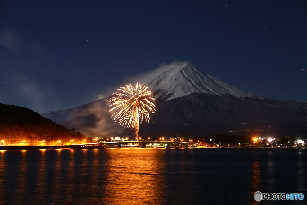 河口湖冬花火１